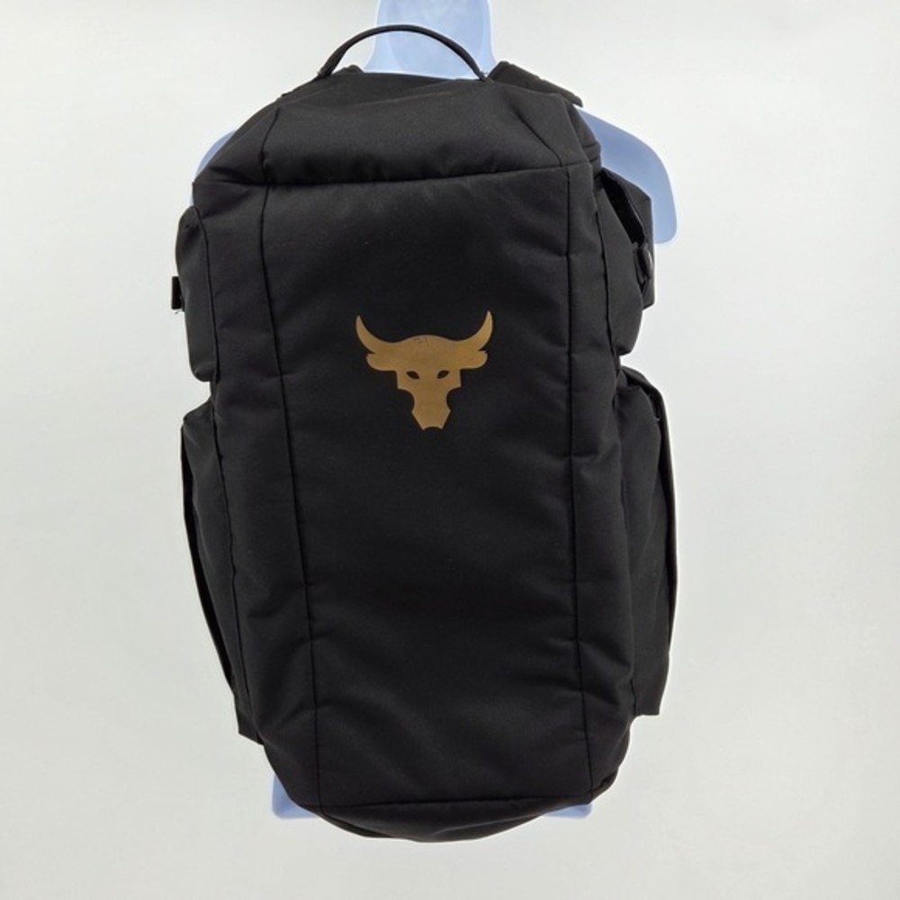 Under Armour Project Rock PRJCT-3 Black Gold Hybrid Backpack Bag 1354942-001 NWT